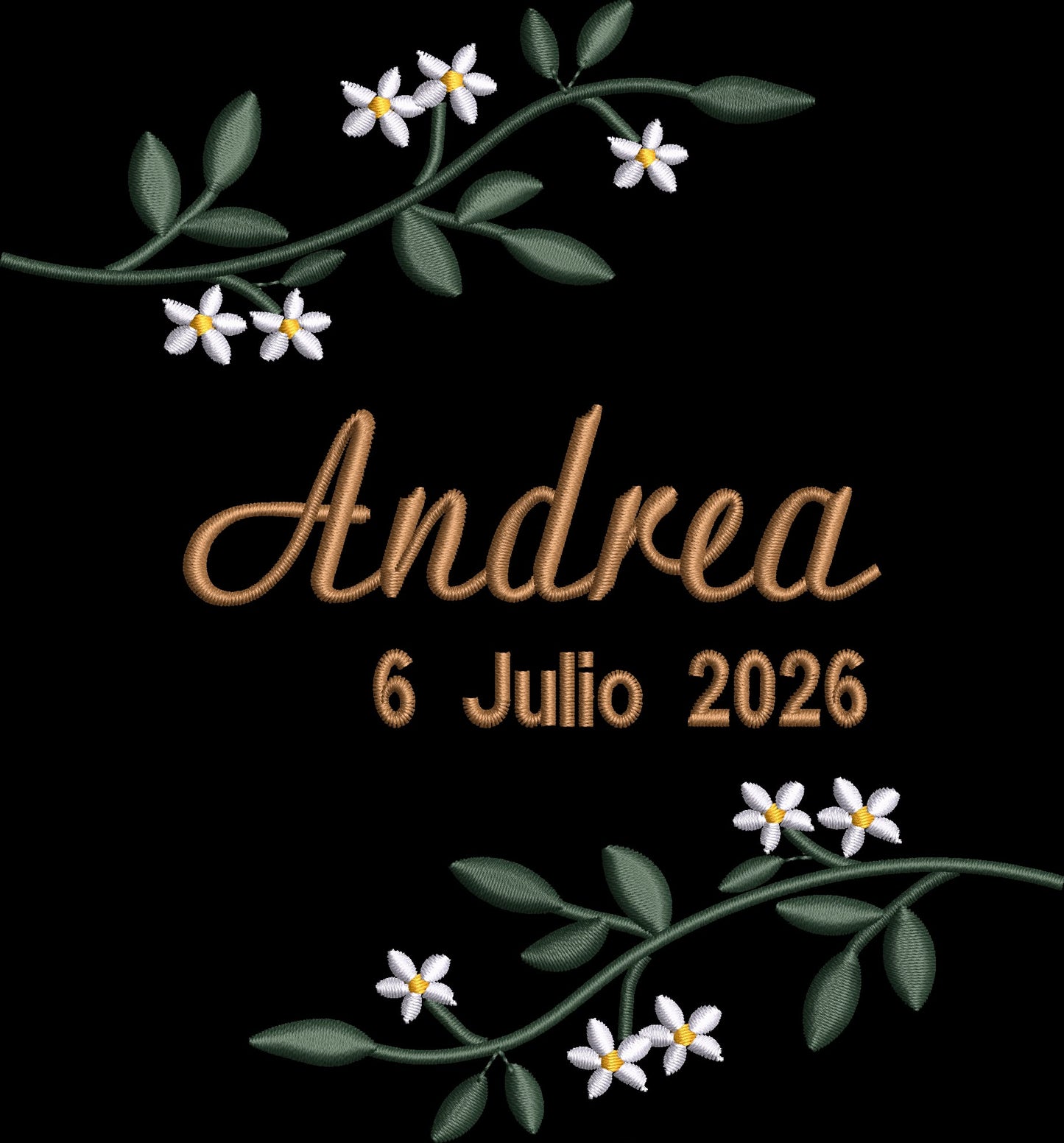 🌿 Bastidor Floral con Nombre y Fecha