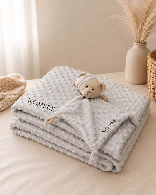 Manta de Topitos con Doudou para Bebé